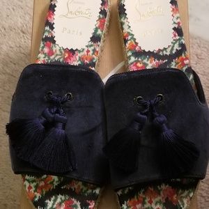 Navy blue Christian Louboutin slides